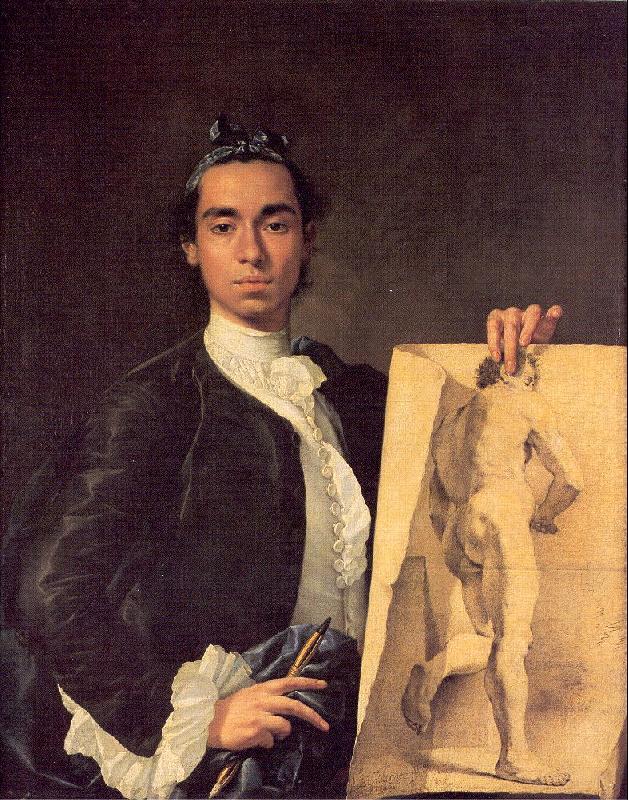 Melendez, Luis Eugenio Portrait of the Artist Holding a Life Study